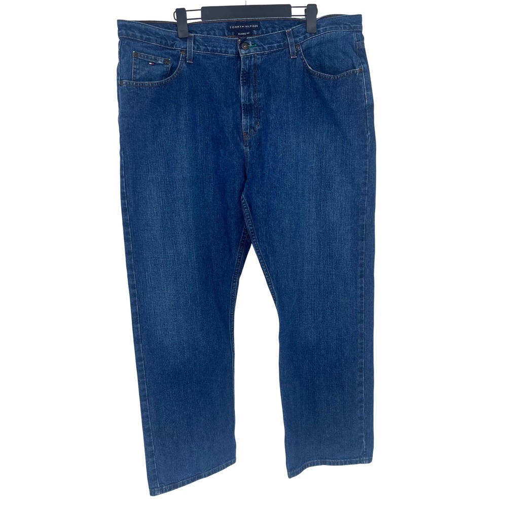 Tommy Hilfiger Mens 42x30 Classic Fit‎ Blue Denim Jeans Premium Vintage Denim